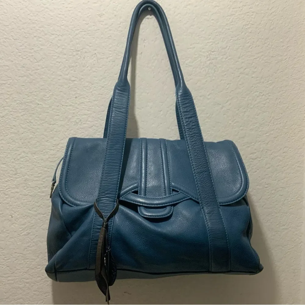 Radley london Flap over Leather Shoulder Bag blue double handles